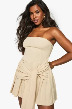 Dresses^Nasty Gal Linen Look Pleated Wrap Mini Dress |