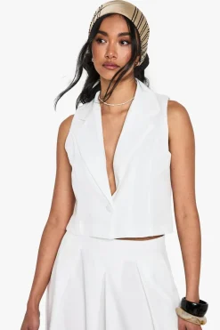 Suits & Tailoring|Suits & Tailoring^Nasty Gal Linen Look Tailored Cropped Waistcoat |