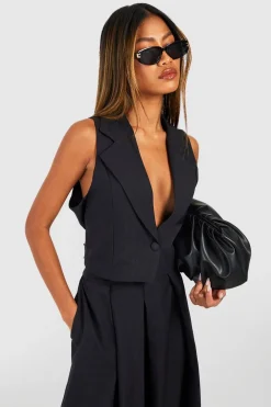 Tops^Nasty Gal Linen Look Tailored Cropped Waistcoat |