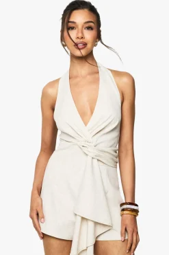 Rompers|Rompers^Nasty Gal Linen Look Twist Neck Halterneck Playsuit |
