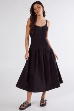Midi Dresses|Dresses^Nasty Gal Linen Mix Drop Waist Seamed Midi Dress |