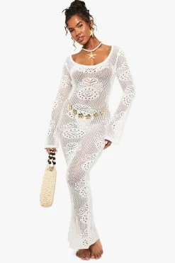 Crochet|Dresses^Nasty Gal Long Sleeve Crochet Beach Dress |