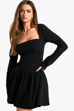 Dresses^Nasty Gal Long Sleeve Skater Mini Dress |