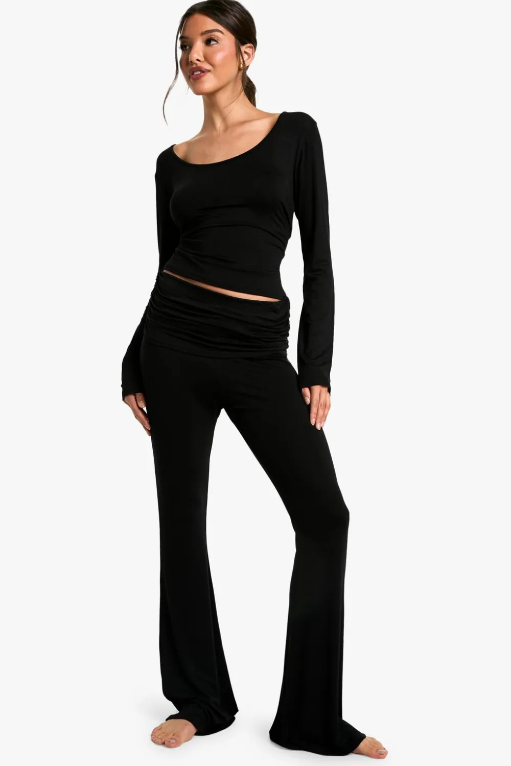 Sleepwear^Nasty Gal Loungewear Foldover Flared Trousers |