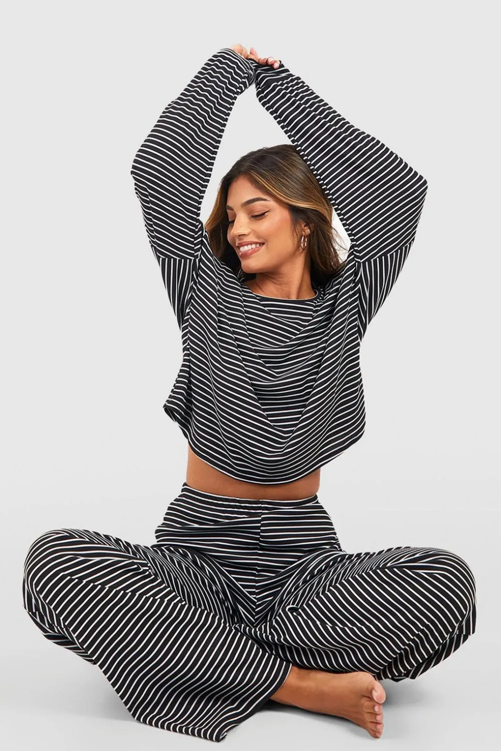 Stripes|Sleepwear^Nasty Gal Loungewear Stripe Long Sleeve Top & Trousers Pyjama Set |