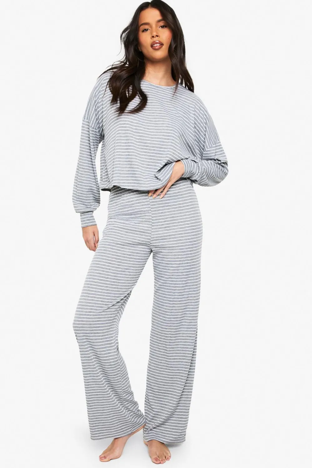 Stripes^Nasty Gal Loungewear Stripe Long Sleeve Top & Trousers Pyjama Set |