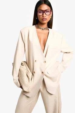 Blazers|Blazers^Nasty Gal Marl Collarless Relaxed Fit Blazer |