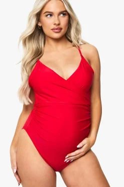 Swimwear^Nasty Gal Maternity Bump Control Wrap Over Swimsuit |
