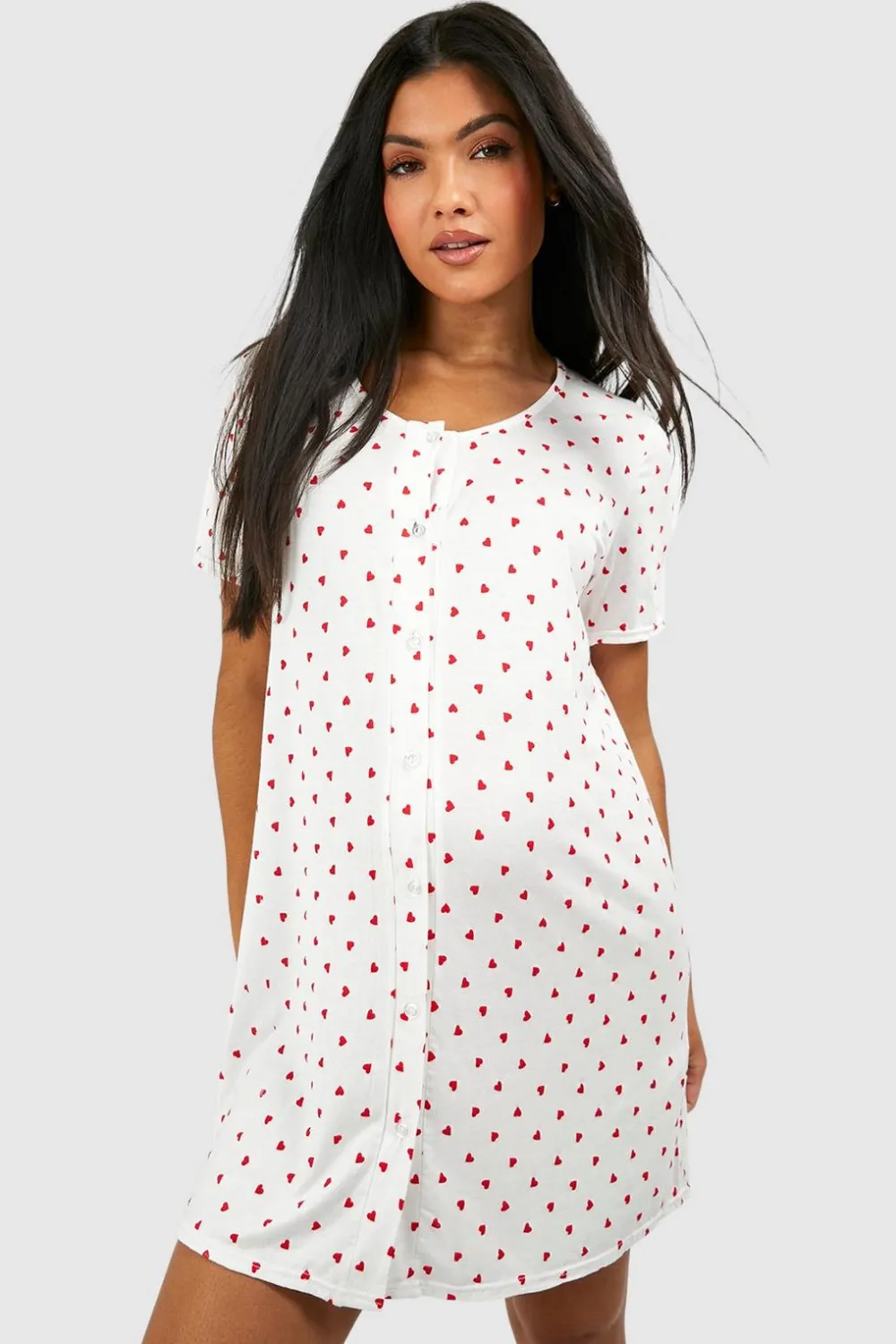 Sleepwear^Nasty Gal Maternity Button Through Heart Print Nightie |