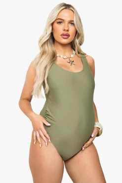 Swimwear^Nasty Gal Maternity Ruched Bump Support Swimsuit |