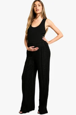 Pants^Nasty Gal Maternity Textured Crinkle Wide Leg Trousers |