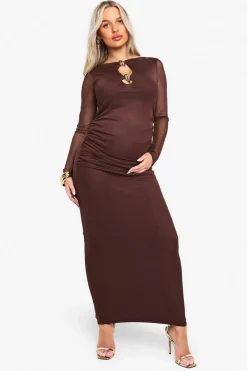 Dresses^Nasty Gal maternity trim detail ruched maxi dress |