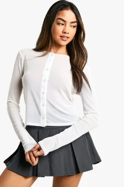 Tops^Nasty Gal Mesh Button Through Cardigan |