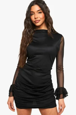 Dresses^Nasty Gal Mesh Flare Sleeve Mini Dress |