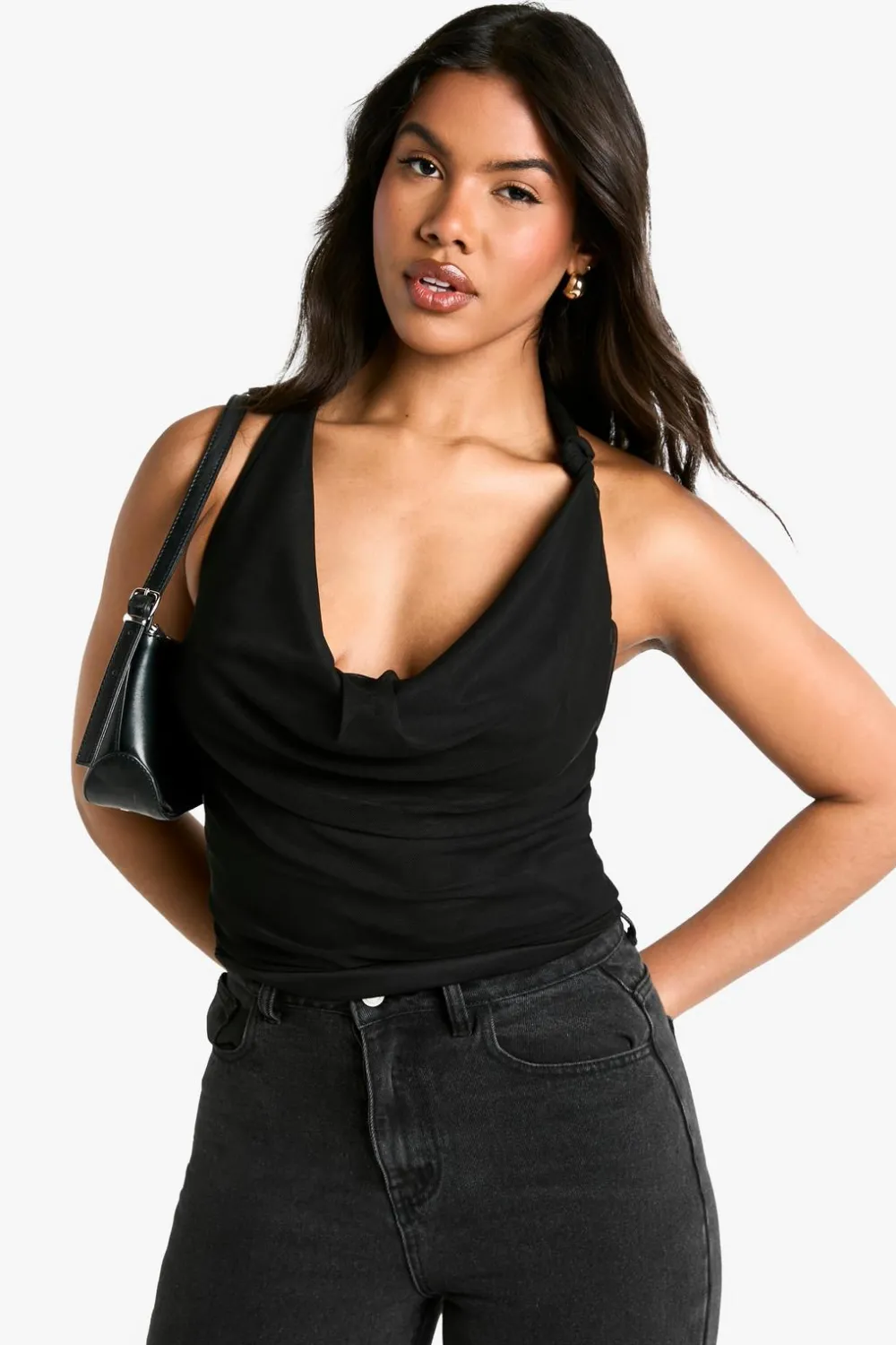 Tops^Nasty Gal Mesh Knot Detail Halterneck Top |