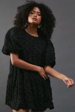 Dresses^Nasty Gal Metallic Tinsel Drop Waist Mini Smock Dress |