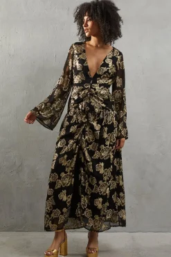 Dresses^Nasty Gal Metallic V Plunge Maxi Dress |