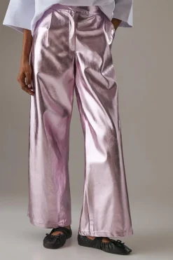 Pants^Nasty Gal Metallic Wide Leg Trouser |