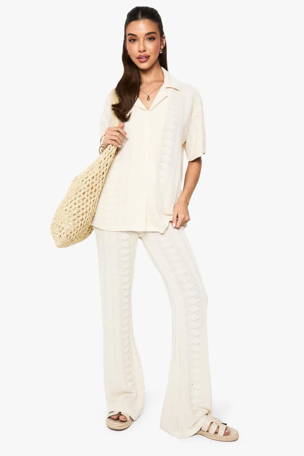 Crochet^Nasty Gal Mix and Match Crochet Textured Patterned Trouser |