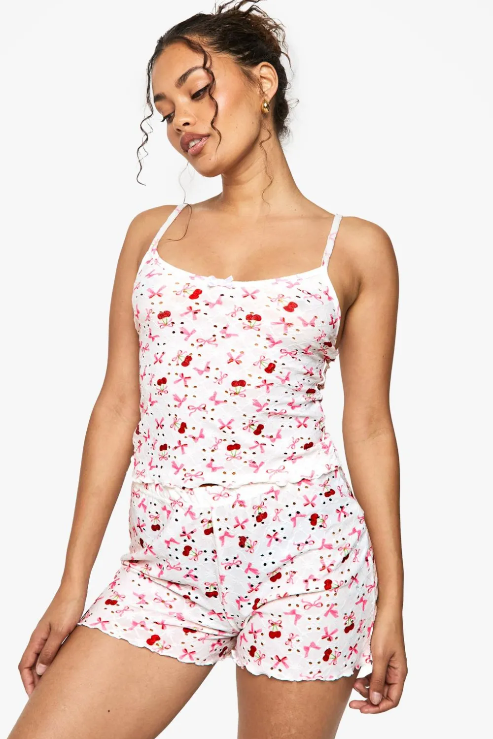 Sleepwear^Nasty Gal Mixed Bow & Cherry Print Cami & Shorts Pyjama Set |