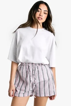 Stripes|Shorts^Nasty Gal Mixed Stripe Drawstring Waist Shorts |