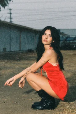 Summer Dresses|Dresses^Nasty Gal Nessa Barrett Satin Lace Cutwork Tie Front Mini Dress |