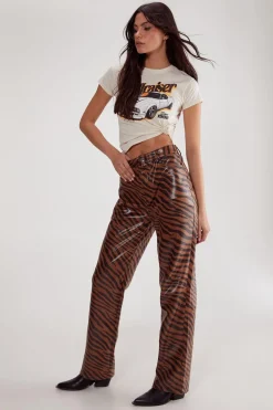 Pants^Nasty Gal Neutral Zebra Straight Leg Pant |