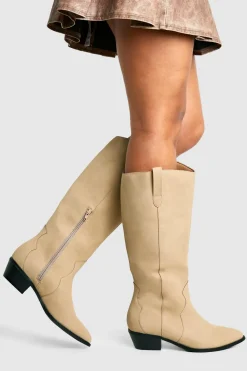 Cowgirl^Nasty Gal Nubuck Western Style Knee High Boots |