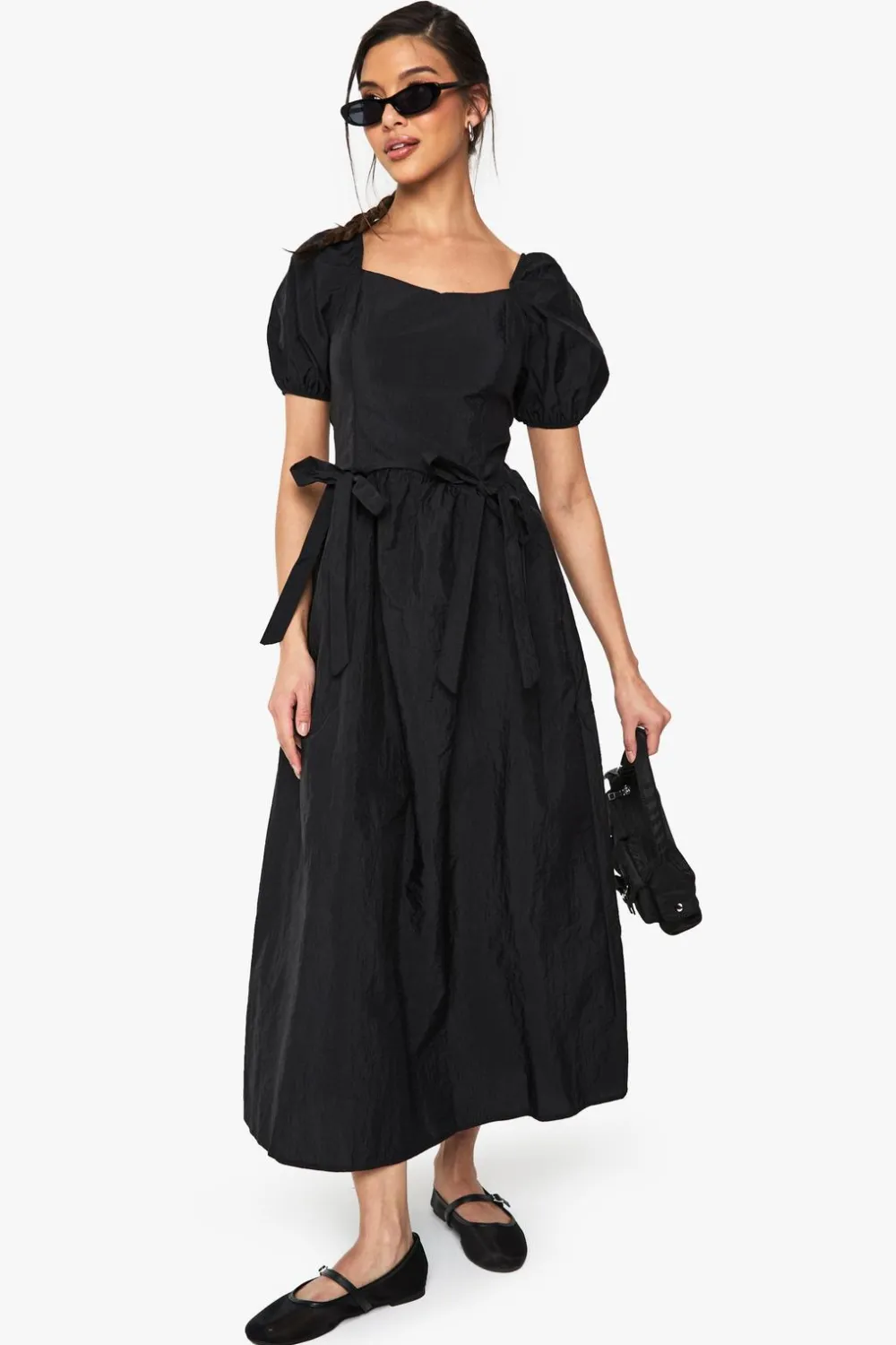 Dresses^Nasty Gal Nylon Puff Sleeve Midi Dress |