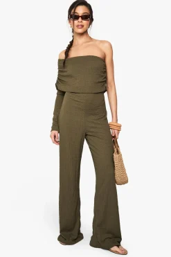 Jumpsuits|Jumpsuits^Nasty Gal One Shoulder Wide Leg Textured Jumpsuit |