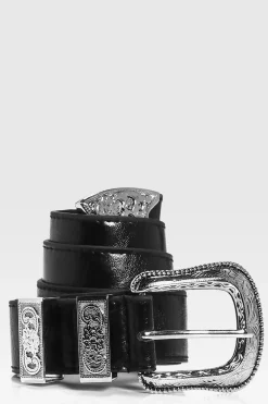 Belts|Cowgirl^Nasty Gal Oversize Western Silver Buckle Boyfriend Belt |