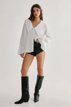 Festival Outfits|Festival Outfits^Nasty Gal Oversized Collar Fluted Sleeve Shirt |