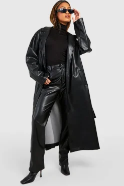 Leather|Jackets^Nasty Gal Oversized Faux Leather Belted Trench Coat |