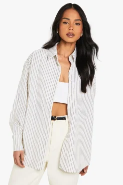 Stripes|Tops^Nasty Gal Oversized Fine Stripe Shirt |