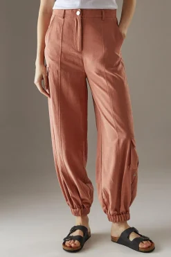 Pants^Nasty Gal Peach Satin Utility Eyelet Detail Cuffed Trousers |