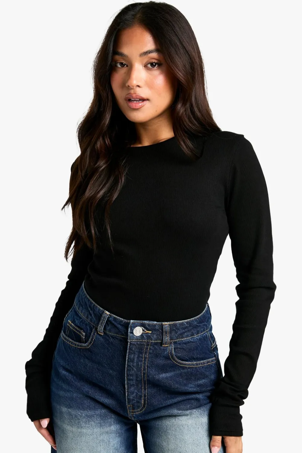 Tops^Nasty Gal Petite Basic Crew Neck Long Sleeve Bodysuit |