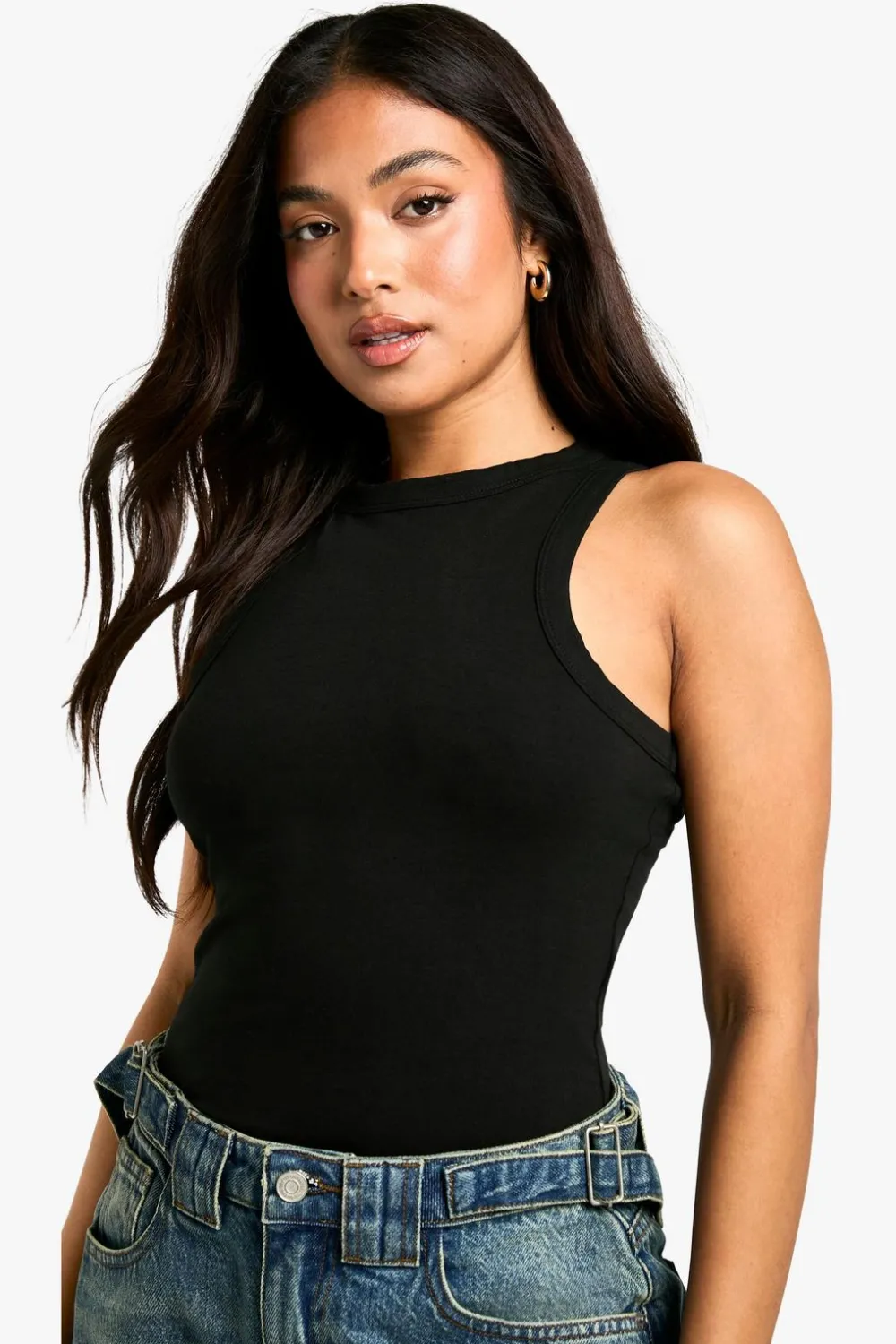 Tops^Nasty Gal Petite Basic Racer Neck Bodysuit |