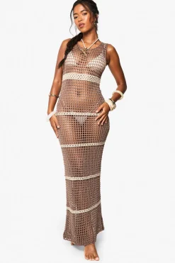 Crochet|Stripes^Nasty Gal Petite Beach Crochet Super Soft Stripe Maxi Dress |