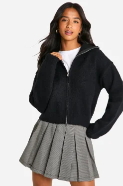 Knitwear^Nasty Gal Petite Brushed Knit Zip Through Cardigan |