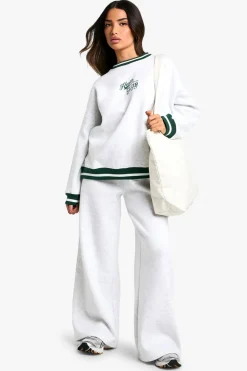 Active Society^Nasty Gal Petite Contrast Waistband Wide Leg Jogger |