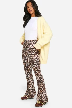 Animal Print|Pants^Nasty Gal Petite Leopard High Waist Basic Fit & Flare Trouser |