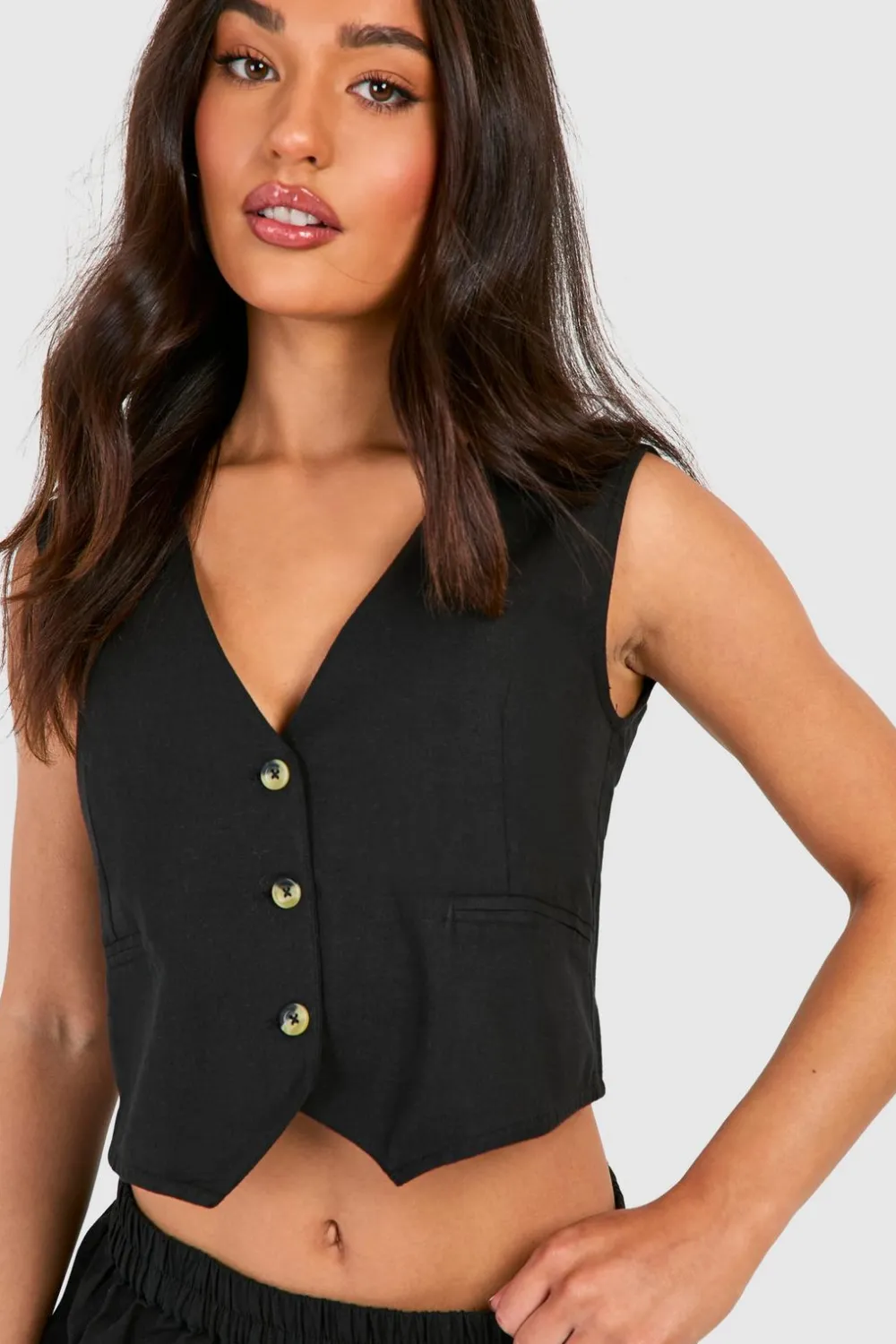 Suits & Tailoring|Suits & Tailoring^Nasty Gal Petite Linen Look Waistcoat |