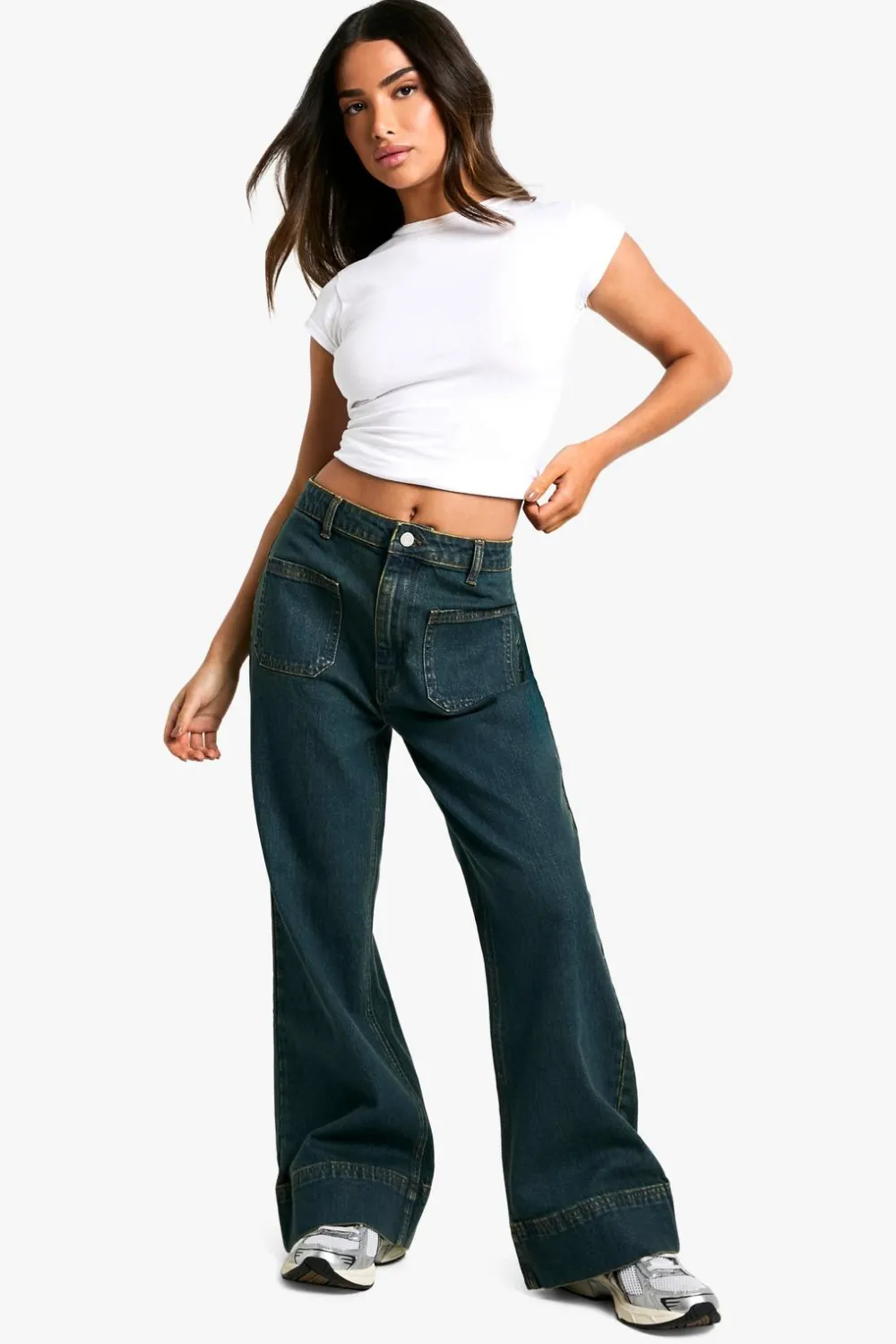 Jeans|Denim^Nasty Gal Petite Pocket Detail Flare Leg Jean, |