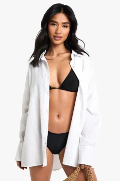 Stripes|Swimwear^Nasty Gal Petite Stripe Oversized Shirt |