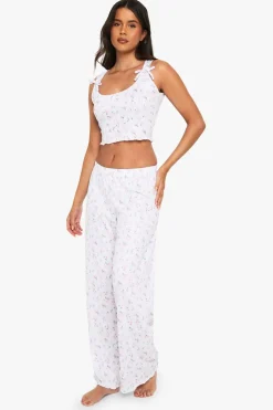 Sleepwear^Nasty Gal Pink Floral Print Vest & Trousers Pyjama Set |