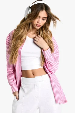 Stripes|Tops^Nasty Gal Pinstripe Oversized Shirt |