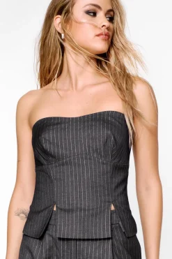 Stripes|Party Outfits^Nasty Gal Pinstripe Tailored Bustier Top |