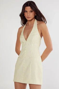 Stripes^Nasty Gal Pinstripe Tailored Halter Waistcoat Dress |