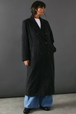 Stripes|Jackets^Nasty Gal Pinstripe Wool Mix Oversized Double Breasted Maxi Coat |
