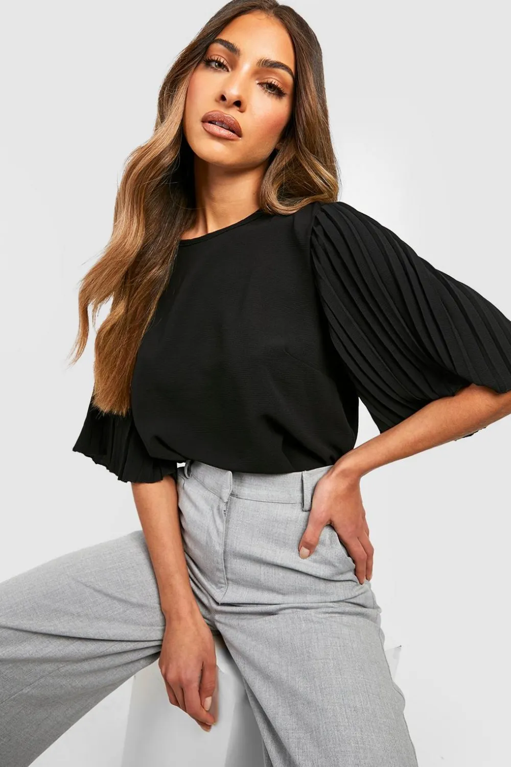 Tops^Nasty Gal Pleat Sleeve Woven Blouse |